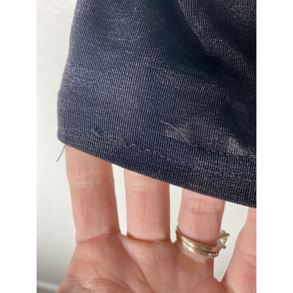 Vintage Gray Black Contrast Jacquard Pattern Stretchy Short-sleeved Top Small - Picture 3 of 8